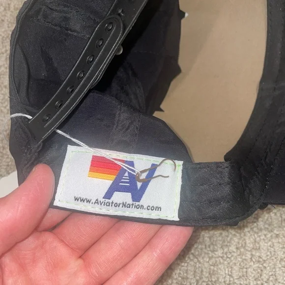 Aviator Nation Black Nylon Hat Rock and Roll Thunder Bolt Patch - Picture 6 of 6